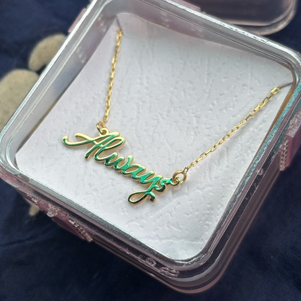 Brand New 14K Gold Plated 925 Sterling Silver Always Necklace Bon Jovi 18" Chain - Picture 10 of 16